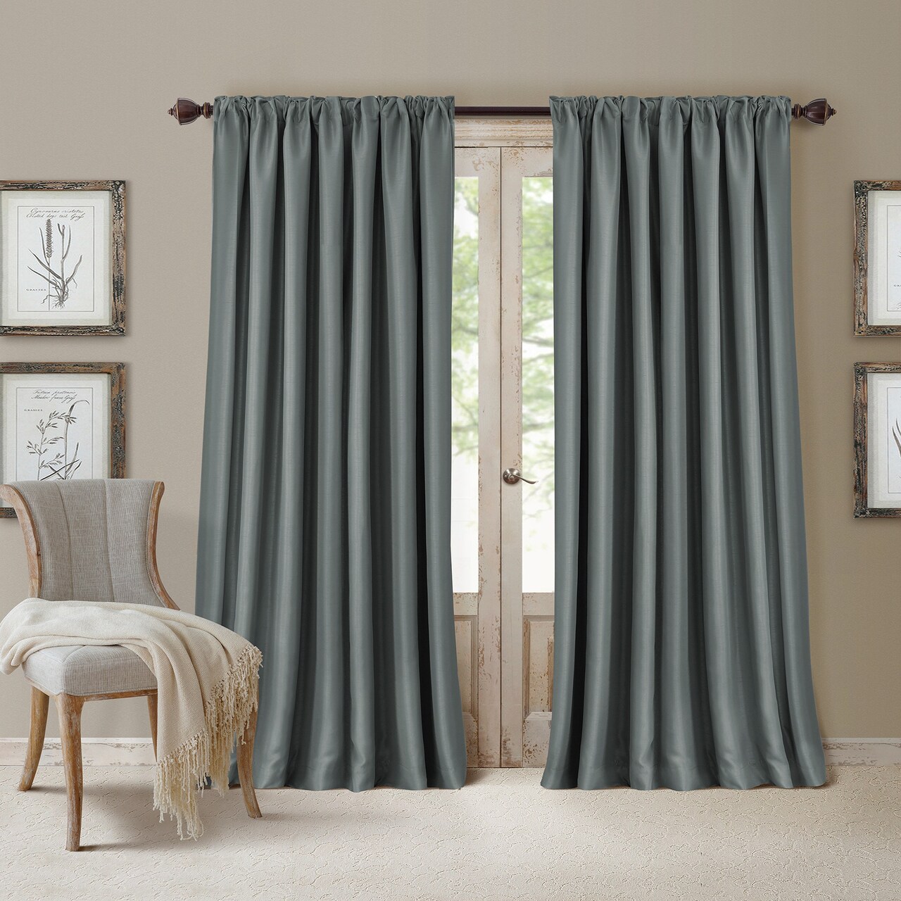 Threadmade Home All Seasons Blackout Window Curtain, Dusty Blue - 52"W x 108"L